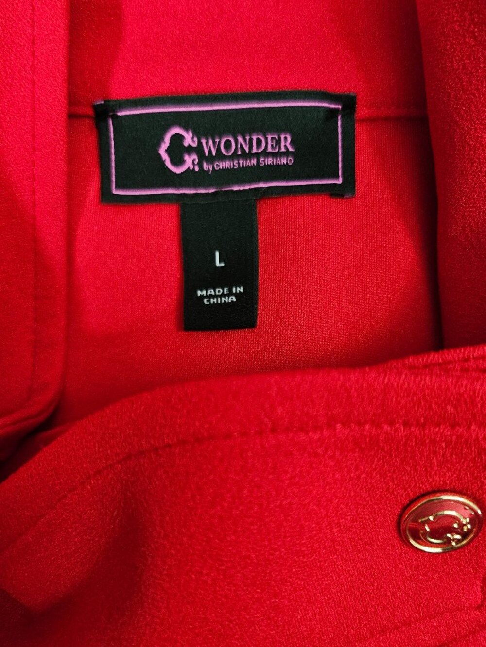 C. Wonder by Christian Siriano Red Lace Sleeve Asymmetrical Zip Jacket Large - Picture 5 of 7
